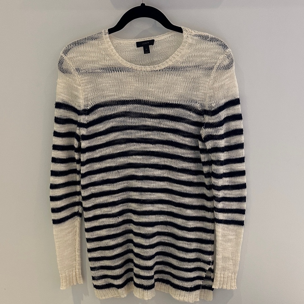 J. Crew Navy and White Striped Sweater